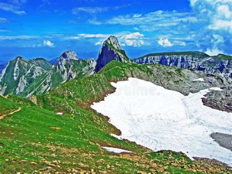 The Spiky Alpine Peaks Of Grätterinfirst At The Alpstein Mountain Range