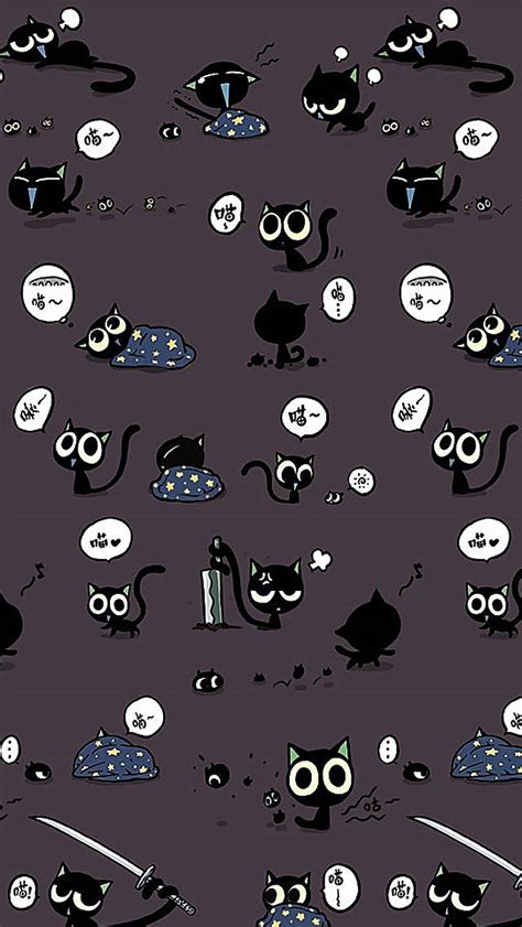 Would a completely black wall paper help save energy for the iphone x? Cute Black Cat Pattern - The iPhone Wallpapers