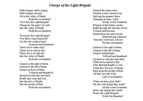 Into the valley of death rode the six hundred. Charge of the Light Brigade | Teaching Resources