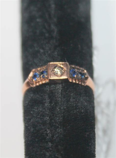 Sold At Auction Jewelry Blue Stone And Diamond Ring Marked 10k