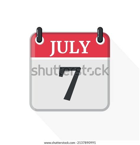 July 7 Calendar On White Background Stock Vector Royalty Free