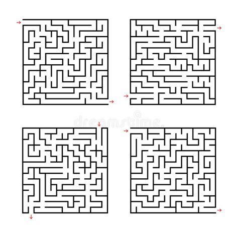 Um Grupo De Labirintos Quadrados De Vários Níveis De Dificuldade Enigma