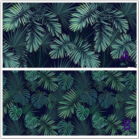 Oil Painting Tropical Plants Palm Leaves Wallpaper Wall Mural Emerald