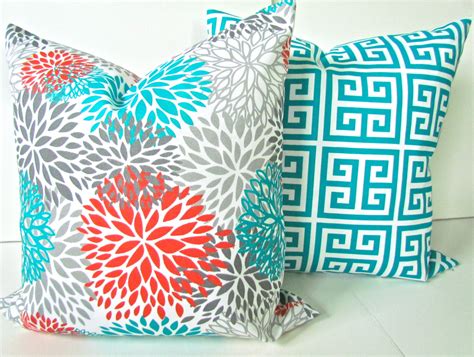 Buy 4 items, save 25%. Orange PILLOWS Set of 2 Orange Teal Throw by SayItWithPillows