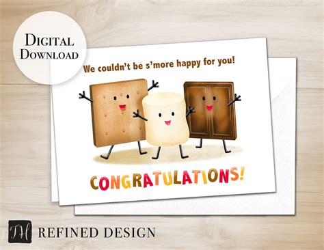 Funny Congratulations Greeting Card Congrats Cute Smore Etsy