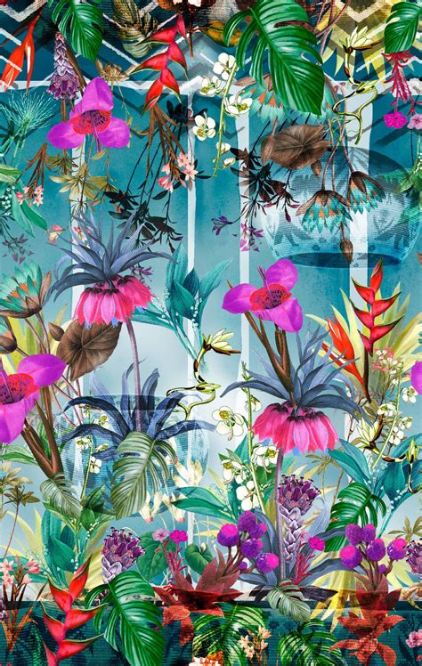 Bohemian Gardens On Behance Floral Wallpaper Tropical Art Flower