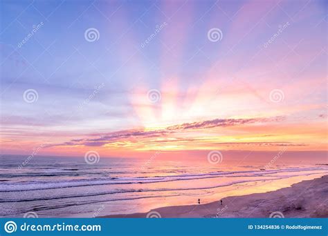 Colorful Beach Sunrise With Sunrays Shot In Fort Lauderdale Florida