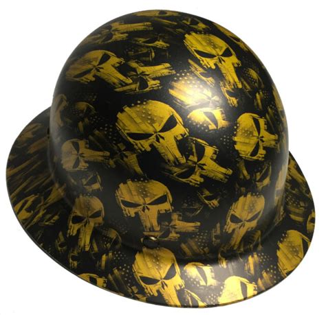 Hydro Dipped Hard Hat Msa Skullgard Full Brim Custom Hok Gold Punisher