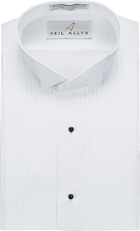 neil allyn men s tuxedo shirt poly cotton wing collar 1 4 inch pleat white shopstyle