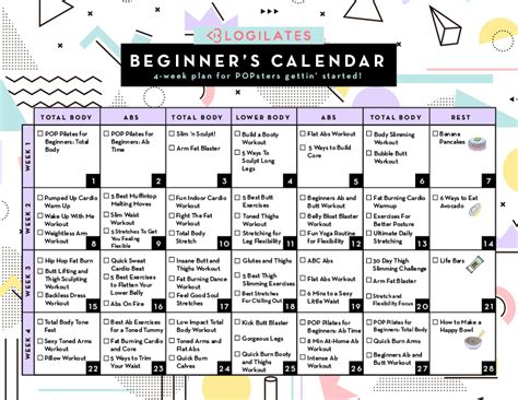 A 28 Day Workout Calendar For Beginners Blogilates