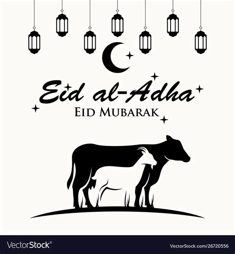 Sheep And Cow For Muslim Holiday Eid Al Adha Vector Image