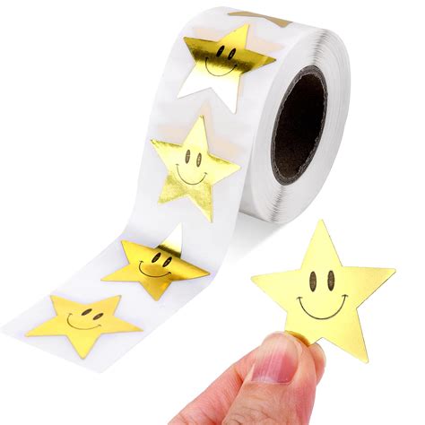 Buy Prasacco 500 Pieces Golden Star Smile Face Stickers Star Stickers