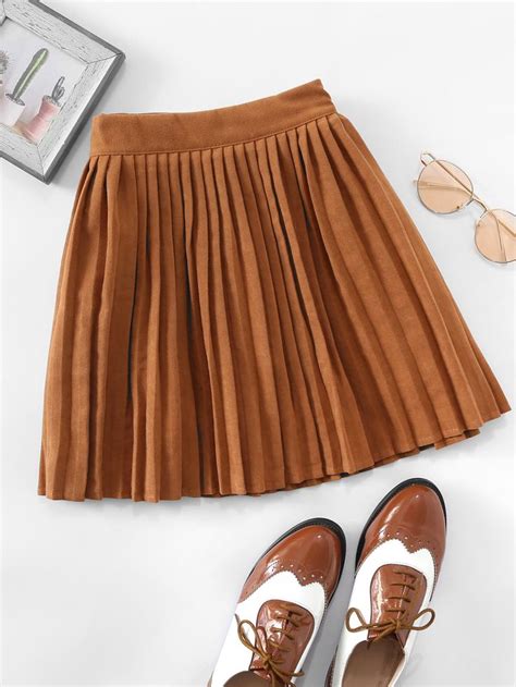 Shop Elastic Waist Pleated Skirt Online Shein Offers Elastic Waist Pleated Skirt And More To Fit