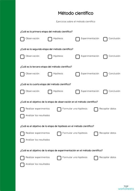 Método Científico Ficha Interactiva Topworksheets