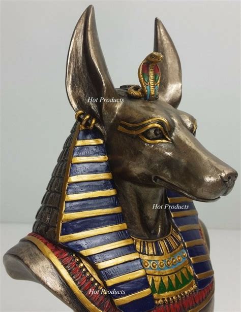 9 Egyptian Anubis Jackal Bust On Plinth Statue Sculpture Antique