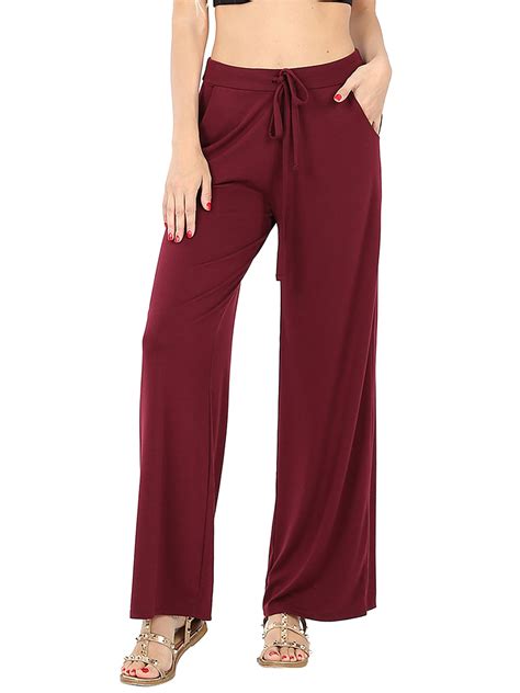 Womens And Plus Comfy Stretch Solid Drawstring Wide Leg Lounge Pants Dk