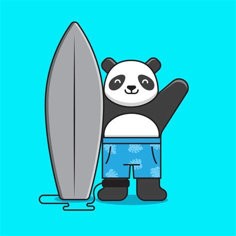 Cute Panda Surfing Vector 9471149 Vector Art At Vecteezy