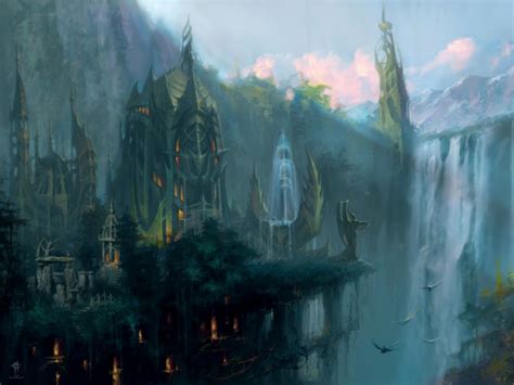 2560x1080 Resolution Video Game Castle Near Falls Photo Fantasy Art