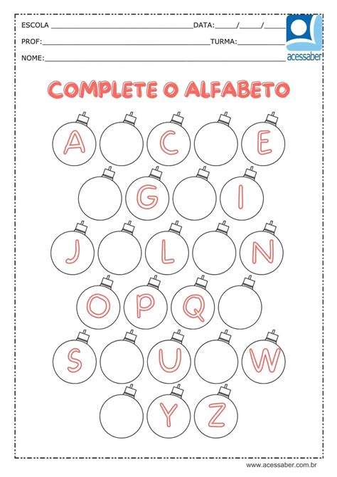 Atividade De Portugu S Complete O Alfabeto Ed Infantil E Ano