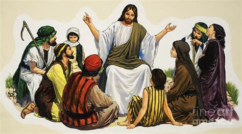 Jesus Teaching Painting By English School Pixels