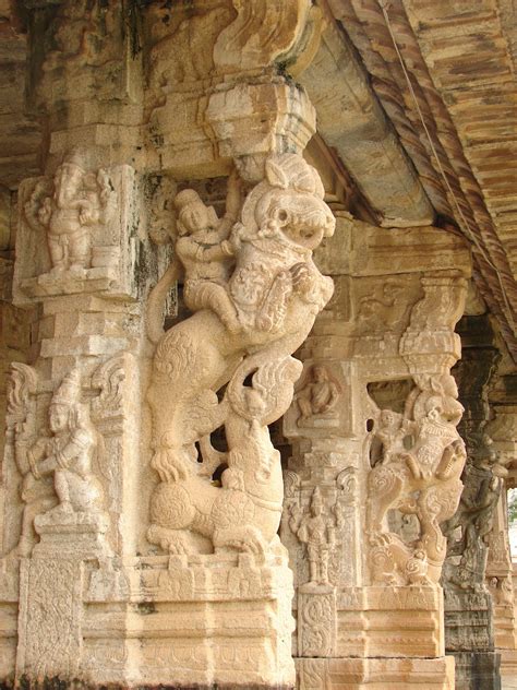 Fileyali Pillars In Mantapa Hall In Someshvara Temple At Kolar