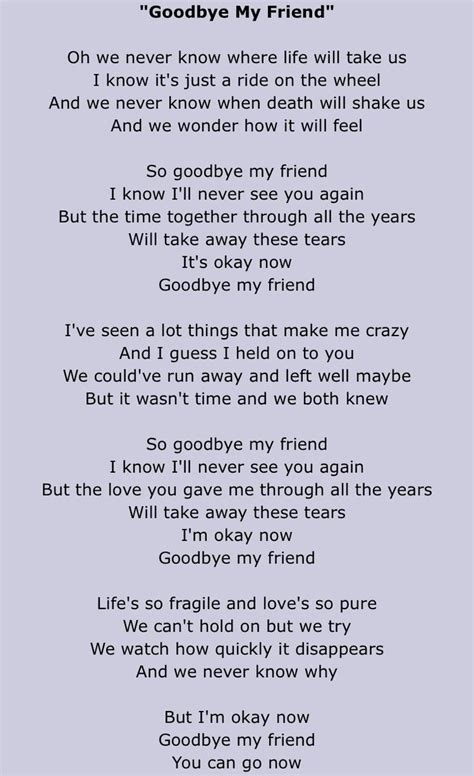 Goodbye My Friend Linda Ronstadt Lyrics