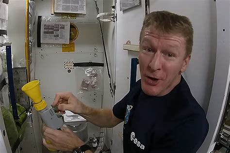 They squeeze liquid soap and water from pouches onto their skin. Astronaut Explains How to Use Restroom in Space