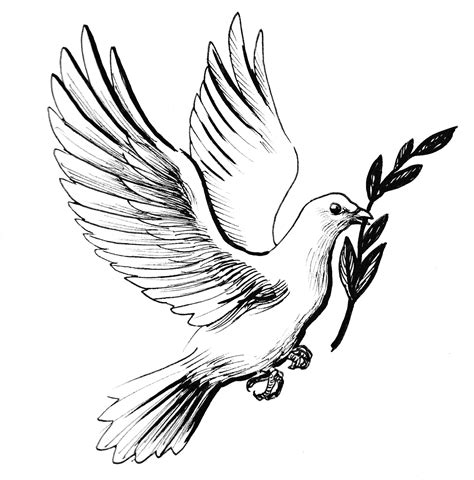 Premium Photo Flying Dove With Olive Branch As Symbol Of Peace Ink