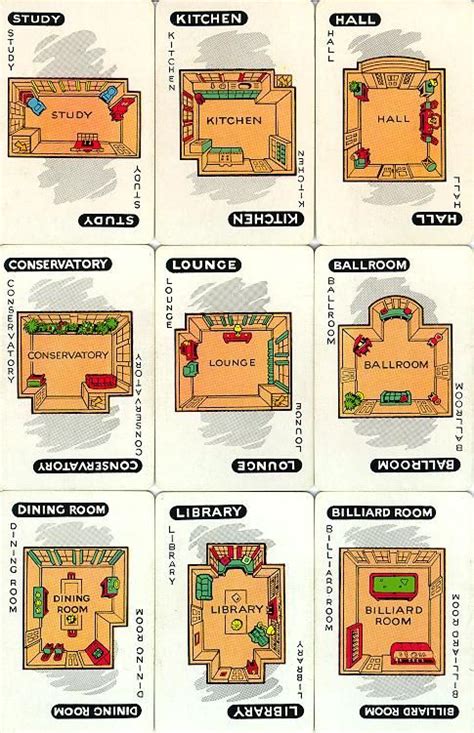 If fewer than six are. Room Cards c. 1949 | Clue games, Clue themed parties ...