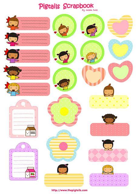 A4 Pigtailslabels Printable Planner Stickers Cute Labels Planner