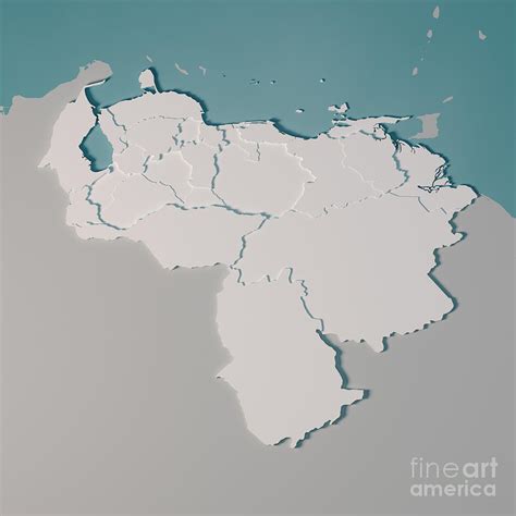 Venezuela Country Map Administrative Divisions 3d Render Digital Art By