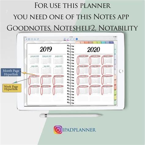 Digital Weekly Planner 2021 2022 Goodnotes Ipad Pro Vertical Etsy