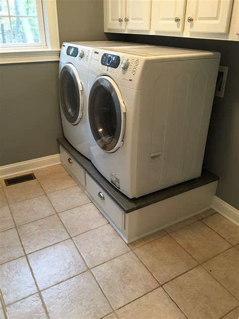 Like the cabinet doors, drawers would require adding the additional stiles to the front of the. Laundry pedestal Custom built washer/dryer base cabinet ...