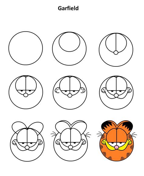 Garfield Step By Step Tutorial Easy Cartoon Drawings Drawing
