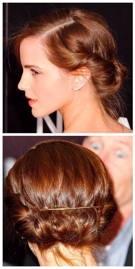 Red Carpet Hairstyle Twisted Low Bun Emma Watson Celebrity