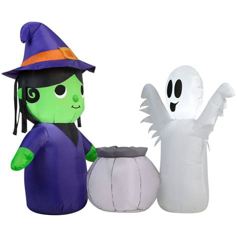 Halloween Airblown Inflatable Witch And Ghost Scene By Gemmy Industries