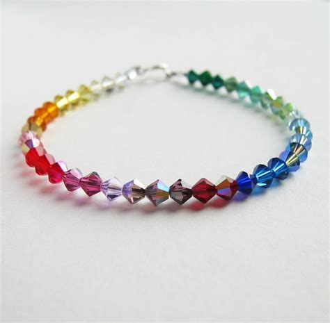 Rainbow Bracelet Swarovski Crystals In A Rainbow By Azizajewelry