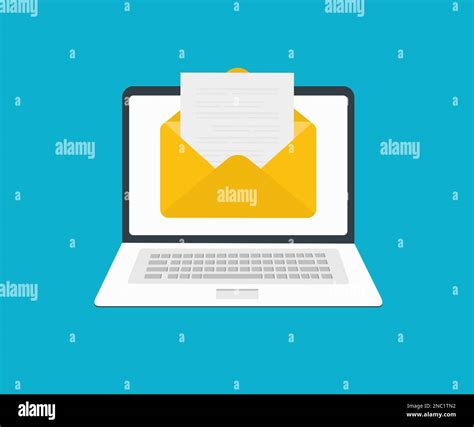 Laptop With Envelope And Document On Screen Logo Design E Mail Email