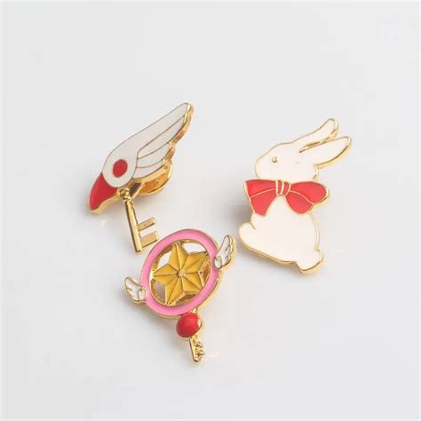 Sg Anime Sailor Moon Brooch Pins High Quality Cute Enamel Rabbit Key