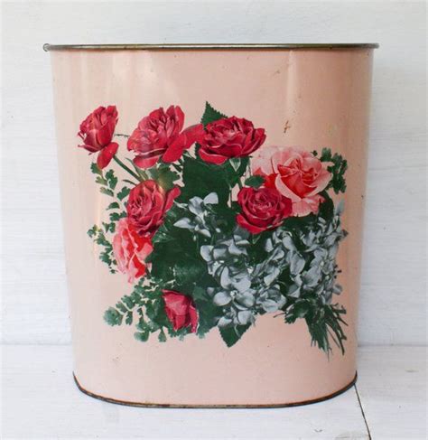 Retro Floral Decor Floral Trashcan Vintage Trashcan Etsy