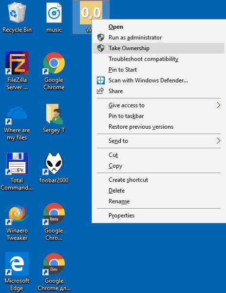 Add Take Ownership Context Menu In Windows 10