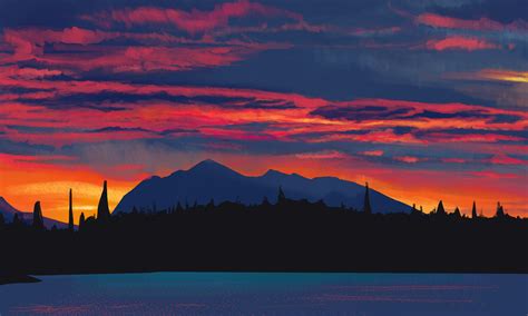 Landscape Digital Art Sunset Wallpapers Hd Desktop And