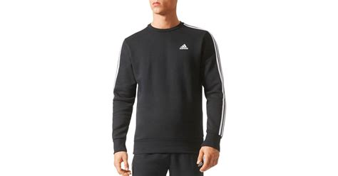Adidas Originals Essentials Stripe Crewneck Sweatshirt In Black
