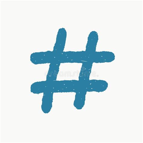 Hashtags Vector Blue Ink Tag Icons On White Background Hand Drawn