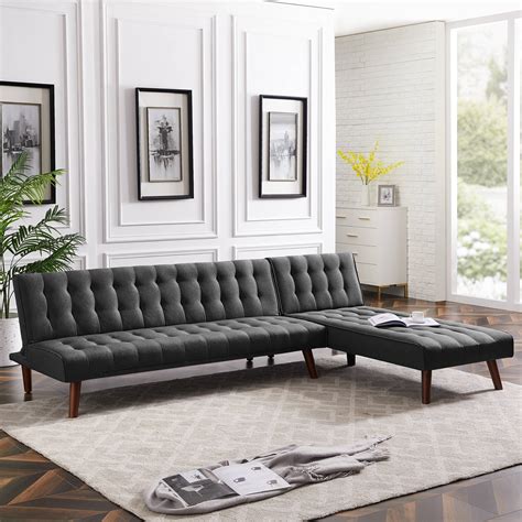 You lift the foot of the bed up and out from under the cushion via a handle and pull it. 100" Sleeper Couch Sofa Set, URHOMEPRO 4-Seat Functional ...