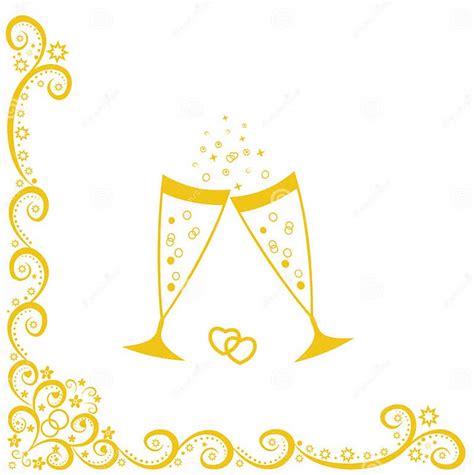 Champagne Glasses Golden Wedding Celebration Stock Vector Illustration Of Bubble Frame 28443357