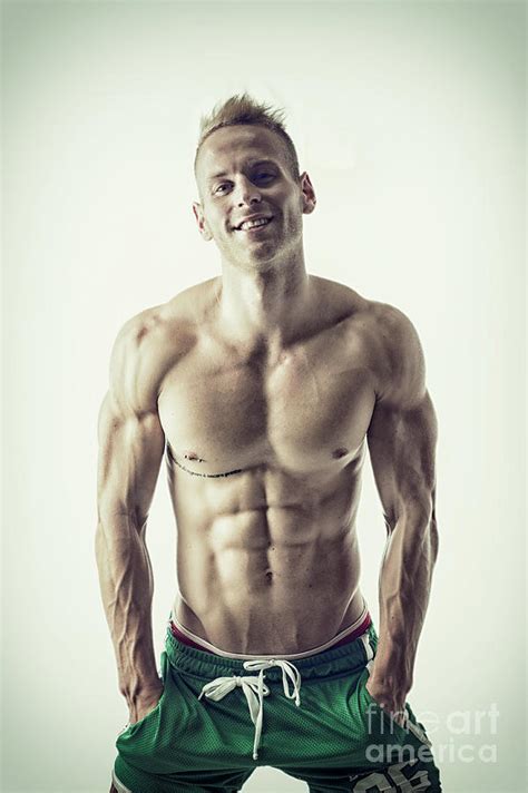 Sexy Muscular Blond Shirtless Male Model Smiling Photograph By Stefano