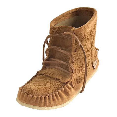 Women S Floral Embossed Suede Moccasin Boots Womens Moccasin Boots Moccasin Boots Suede