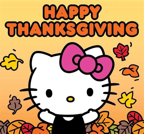 She is shown as a female white japanese bobtail cat with a red bow. Hello Kitty Thanksgiving | Hello kitty, Kitty, Hello kitty ...
