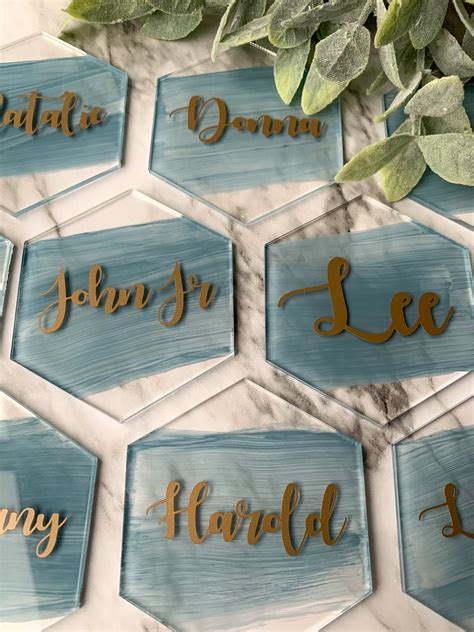 Acrylic Place Cards Modern Wedding Place Cards Hexagon Etsy Uk